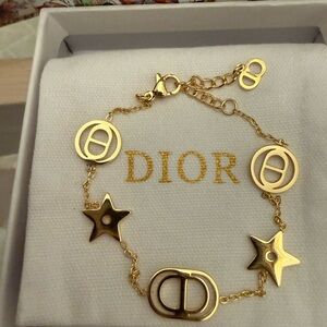 Dior Gold-tone Charm Bracelet with Star and Circle Charms